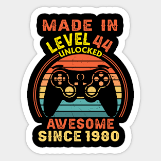 T4681980 Made In Level 44 Unlocked Awesome Since 1980 Sticker